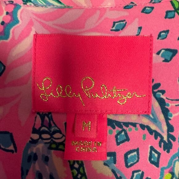 Lilly Pulitzer Dress Winona Stretch Strut Your Stuff Plumeria Pink Medium Beach - Picture 7 of 9